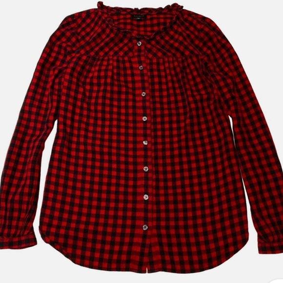 Talbots Womens Red and Black Checkered Button Down Shirt - Picture 1 of 13